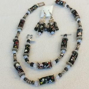 FINAL SALE PRICE Interesting Glass Focal Jewelry Set
